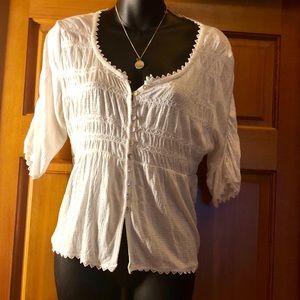 NWT Quality American Rag peasant blouse ivory SzM